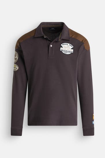 LA MARTINA Langarm-Polo dunkelbraun