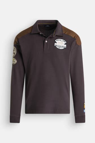 LA MARTINA Langarm-Polo dunkelbraun