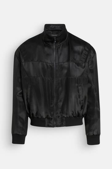 SAINT LAURENT Seidenmix-Blouson schwarz