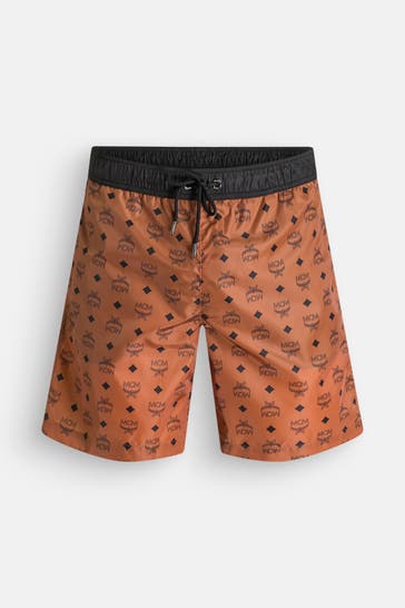 MCM Badeshorts cognac logo