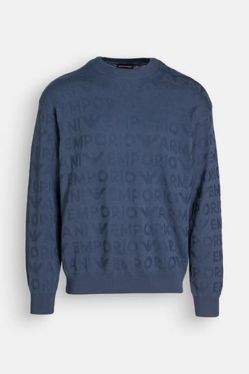 EMPORIO ARMANI Wollmix-Pullover azurblau