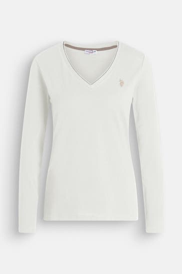 U.S. POLO ASSN. Longsleeve 'Babs' weiß