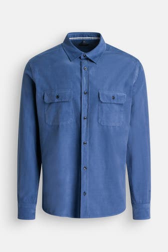 OLYMP Cordhemd rauchblau