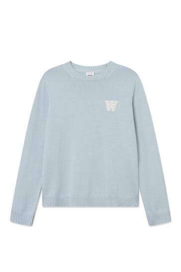 WOOD WOOD Strickpullover 'Tay' Taubenblau