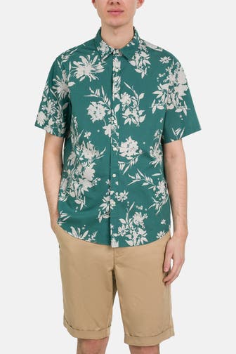 REPLAY Kurzarmhemd smaragdgrün gemustert