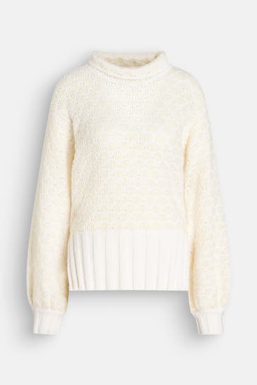 JET SET Wollmix-Pullover ecru