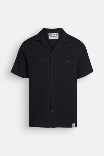 SUPERDRY Kurzarmhemd schwarz Regular Fit