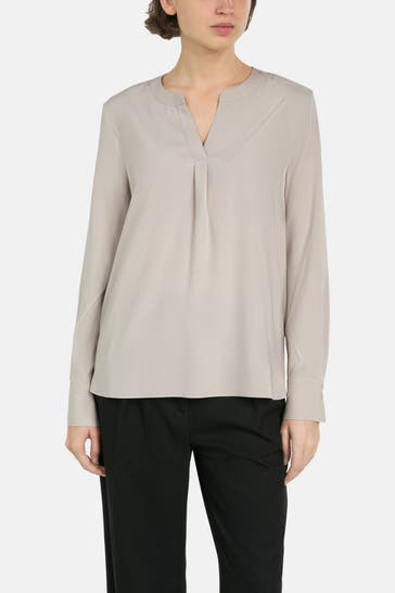 HERZENSANGELEGENHEIT Seidenmix-Bluse greige