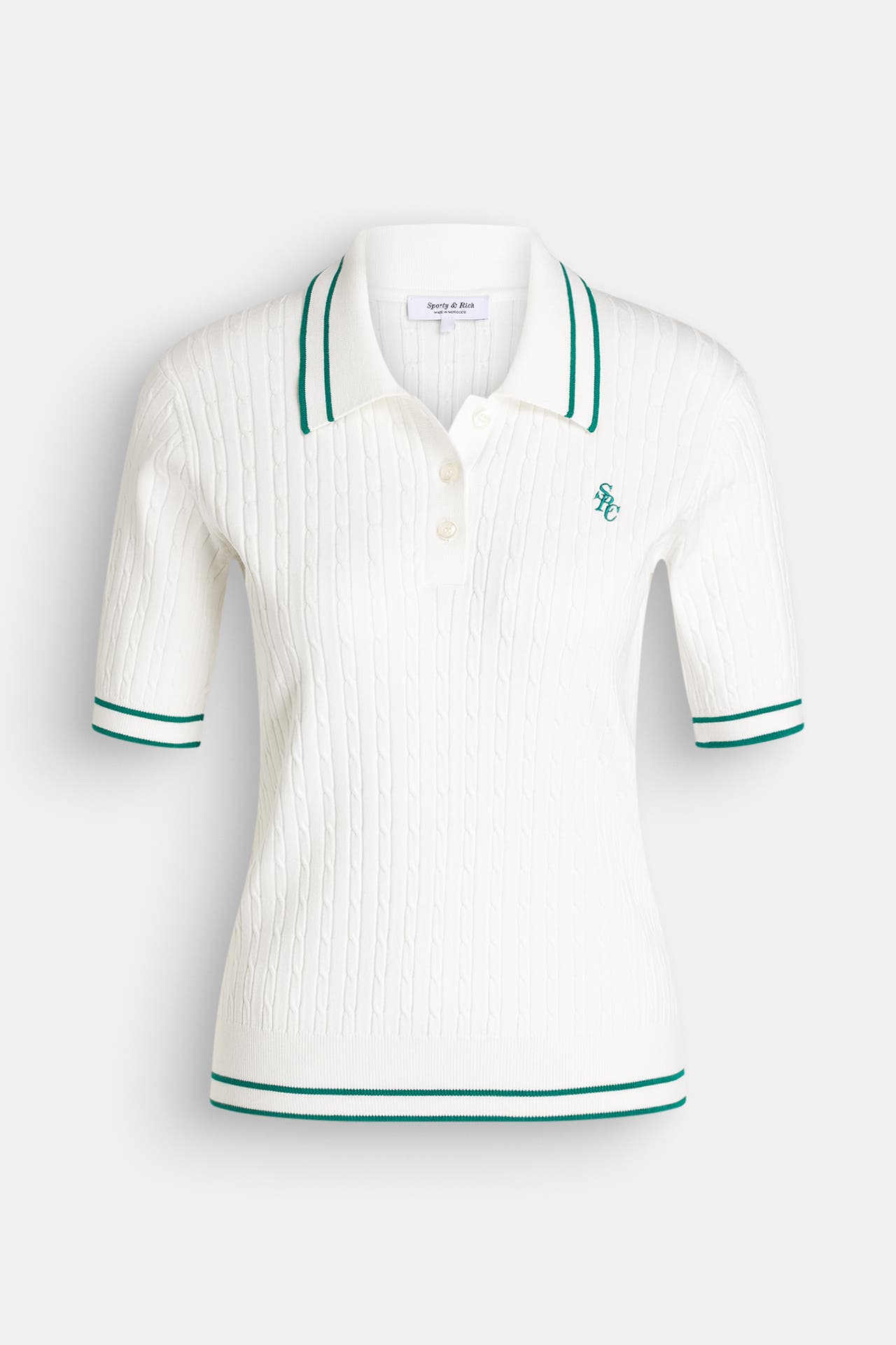 SPORTY & RICH Strick-Polo weiß, Bild 1