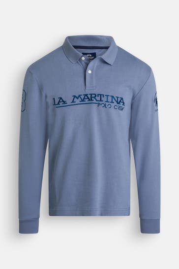 LA MARTINA Langarm-Polo blaugrau