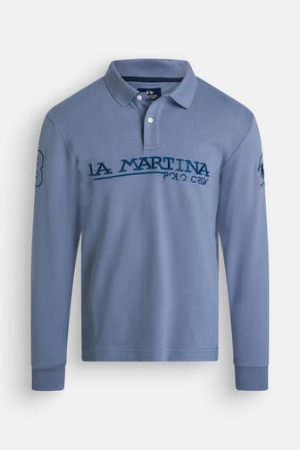 LA MARTINA Langarm-Polo blaugrau