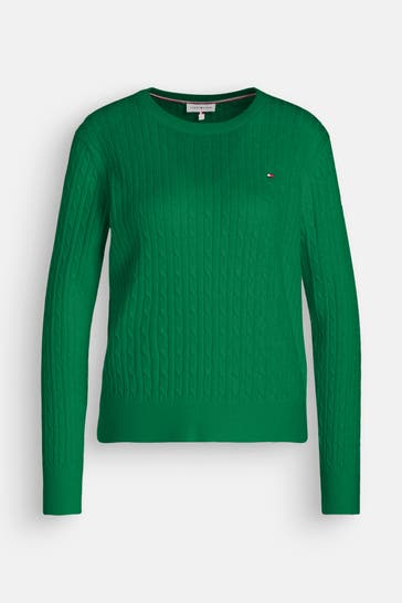 TOMMY HILFIGER Strickpullover dunkelgrün