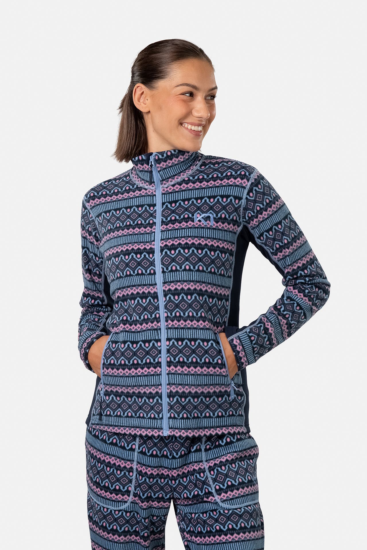 KARI TRAA Fleecejacke 'Olga' gemustert, Bild 1