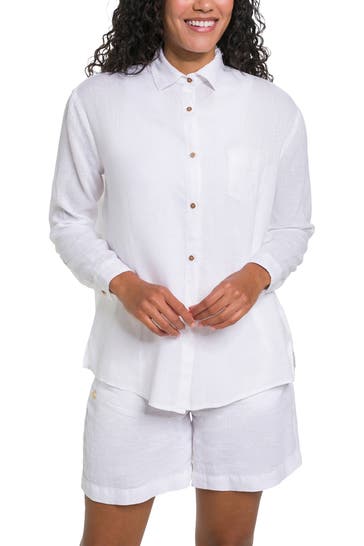 LA MARTINA Leinenmix-Bluse weiß