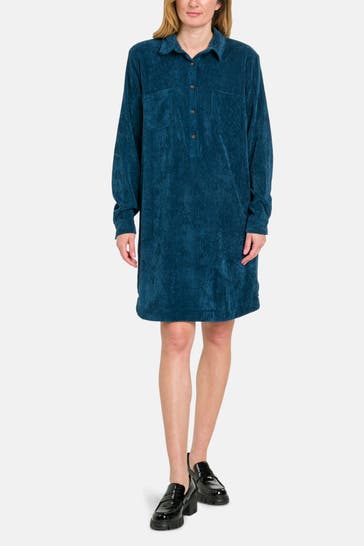 0039 ITALY Cord-Kleid navy