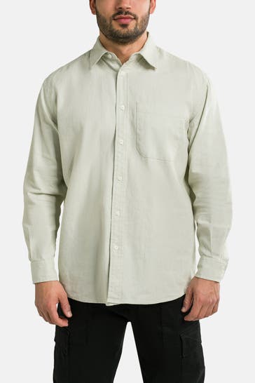 WOODBIRD Leinenmix-Hemd grün