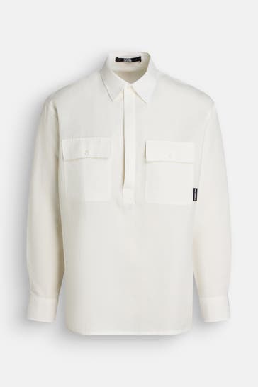 KARL LAGERFELD Leinenmix-Hemd Regular Fit