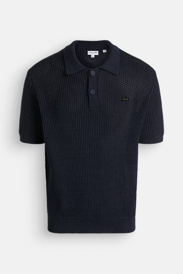 LACOSTE Strick-Polo nachtblau