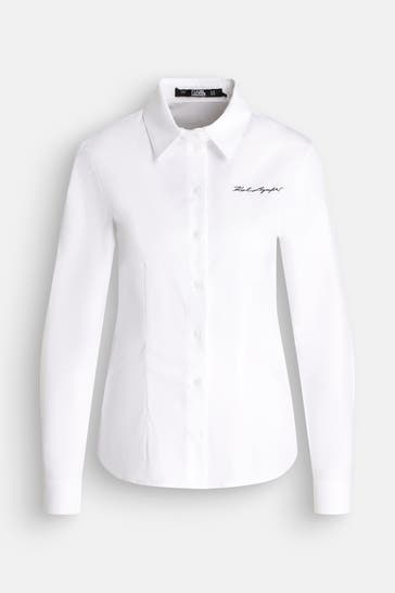KARL LAGERFELD Bluse 'Signature Poplin' weiß