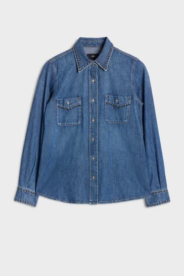 7 FOR ALL MANKIND Jeansbluse blau