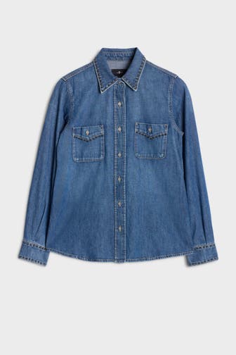 7 FOR ALL MANKIND Jeansbluse blau