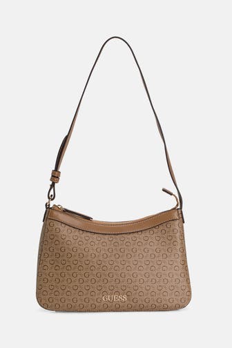 GUESS Schultertasche braun logo