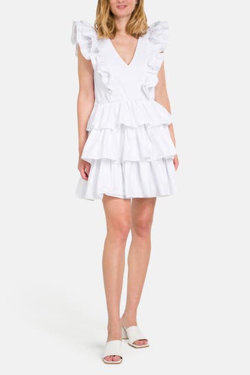 CLAIRE LUISE Volantkleid weiß