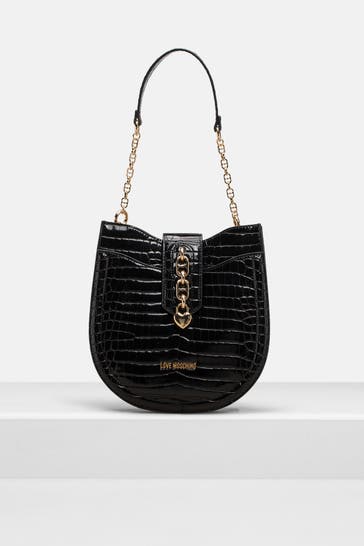 LOVE MOSCHINO Schultertasche schwarz croco