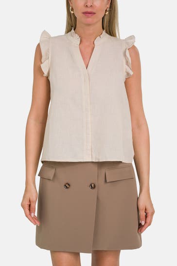 NEO NOIR Leinenmix-Top beige