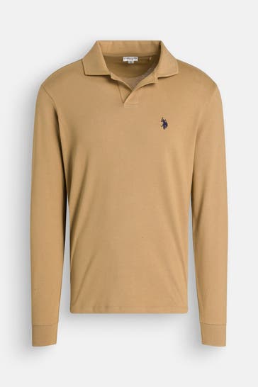 U.S. POLO ASSN. Langarm-Polo hellbraun