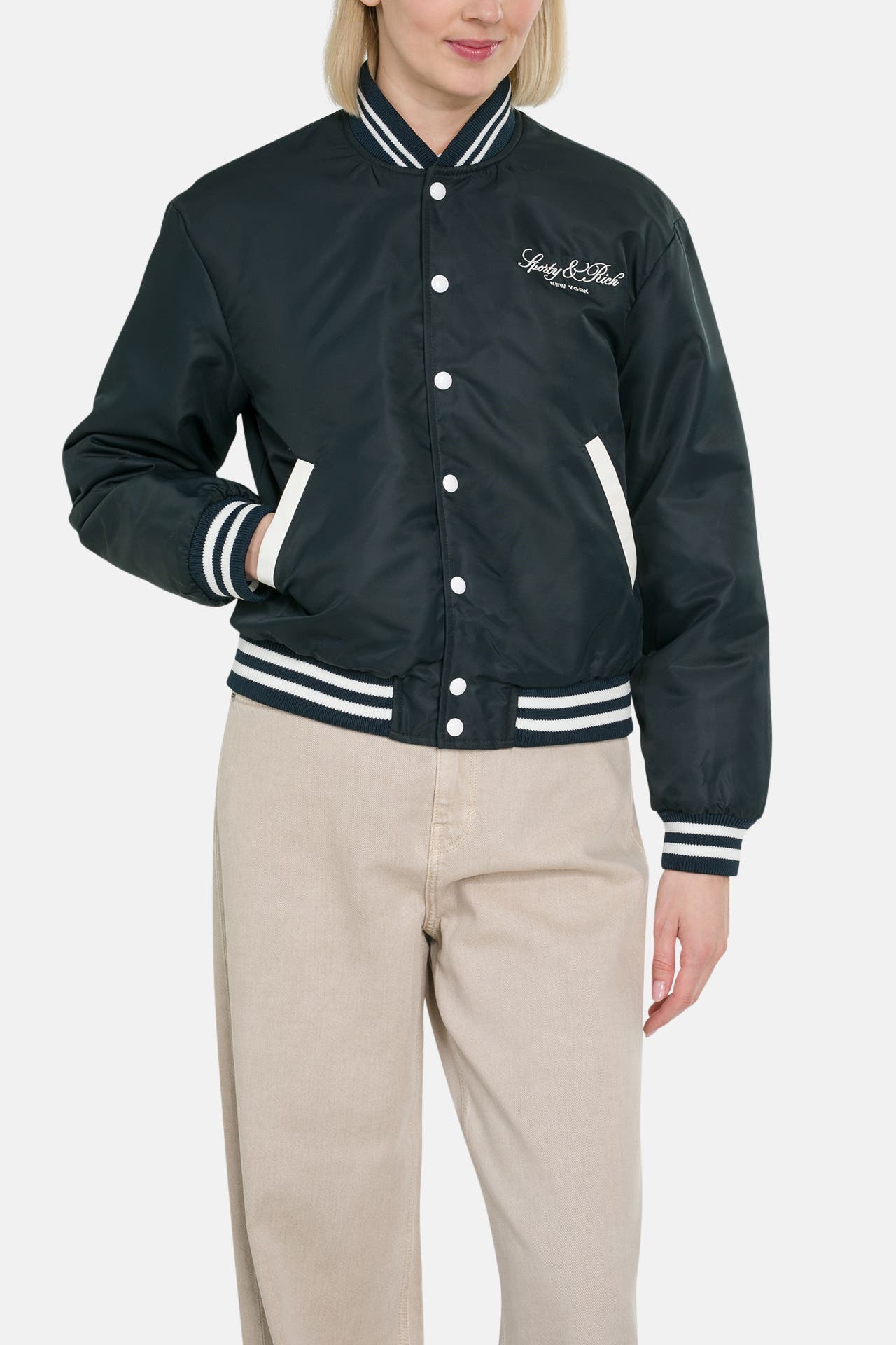 SPORTY & RICH Bomberjacke 'Wellness' dunkelblau, Bild 1