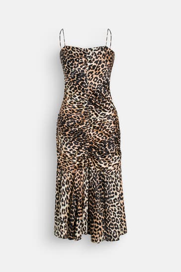 GANNI Seidenmix-Kleid gemustert