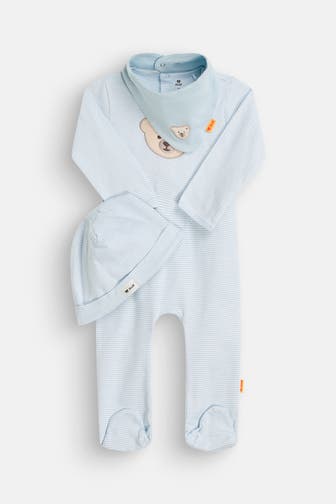 STEIFF Set: Strampler, Mütze & Lätzchen