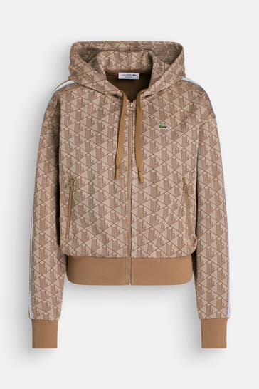 LACOSTE Sweatjacke hellbraun gemustert