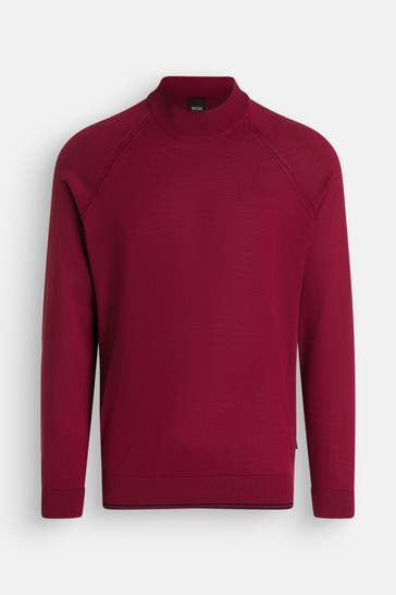 BOSS Wollstrickpullover 'Perfino' weinrot