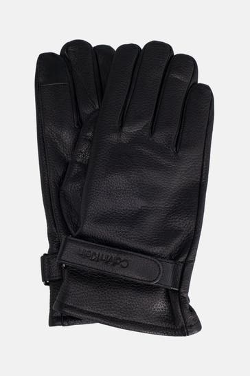 CALVIN KLEIN Lederhandschuhe schwarz
