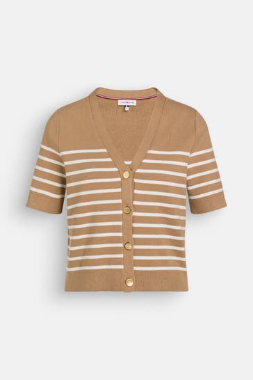 TOMMY HILFIGER Strickshirt hellbraun gestreift
