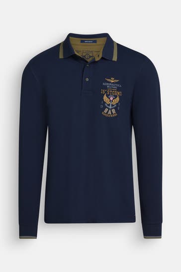 AERONAUTICA MILITARE Langarm-Polo dunkelblau