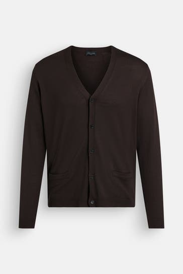 ROBERTO COLLINA Wolljacke dunkelbraun