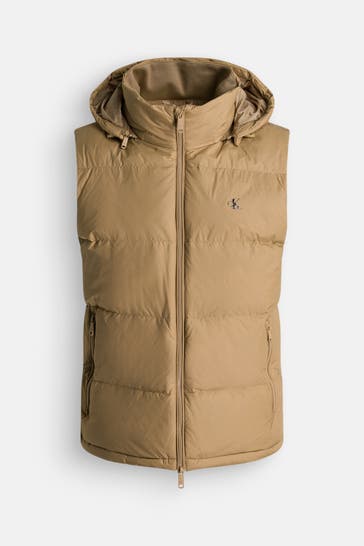 CALVIN KLEIN Light brown quilted waistcoat