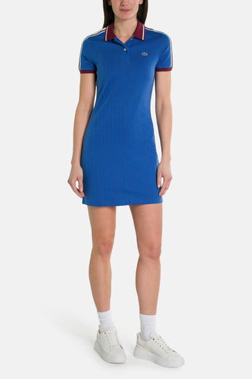 LACOSTE Polokleid blau gemustert
