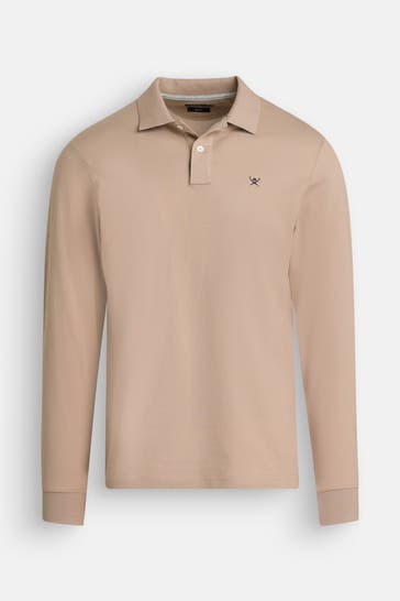 HACKETT Langarm-Polo hellbraun