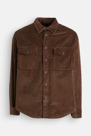 TOMMY HILFIGER Cord-Overshirt dunkelbraun