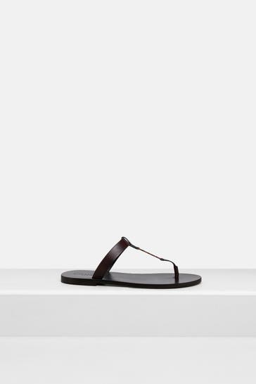 SAINT LAURENT Leder-Sandalen 'Cassandre' dunkelbraun