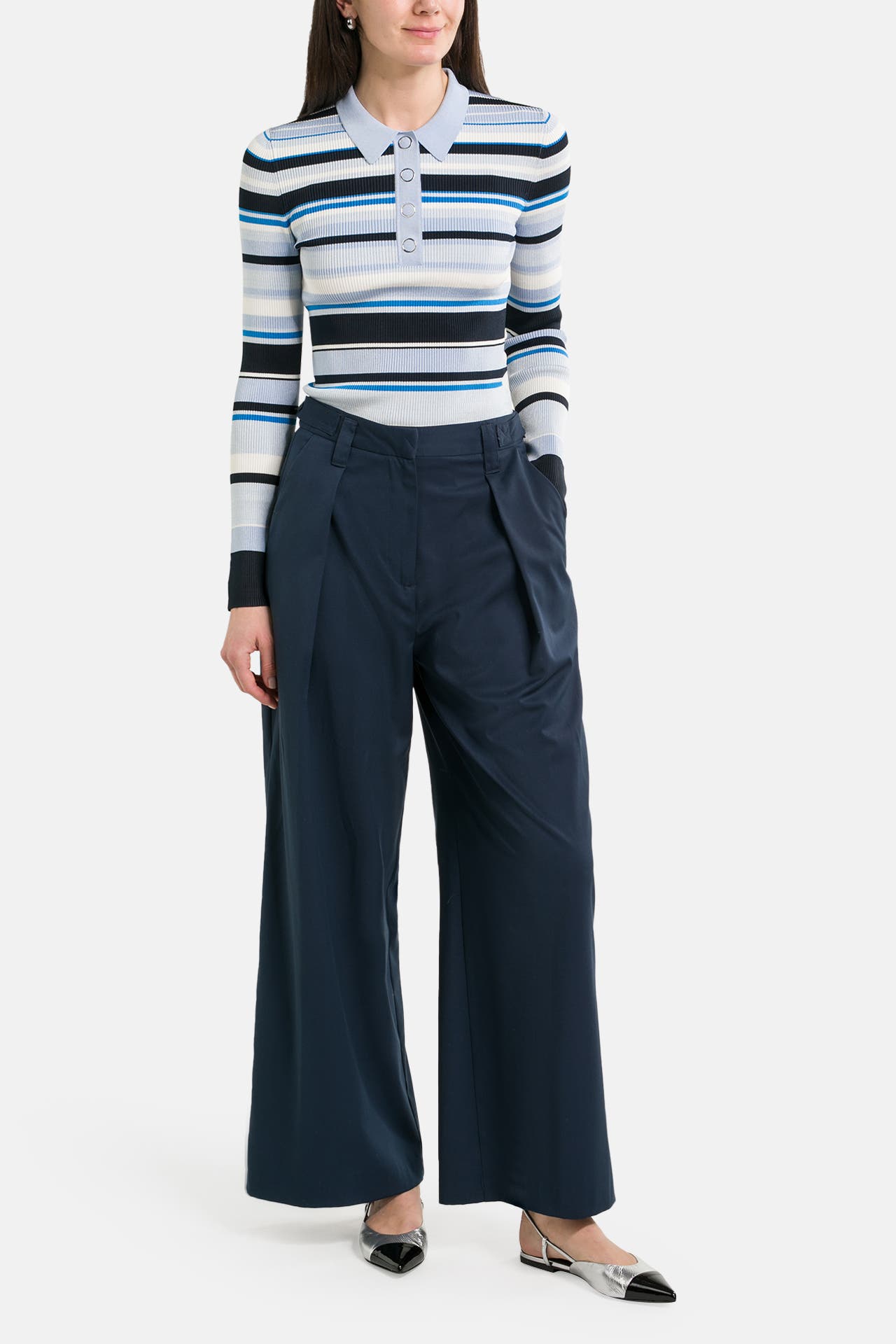 BOSS Strickpullover 'Famite' hellblau gestreift, Bild 1