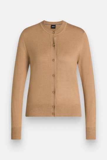BOSS Woll-Strickjacke camel