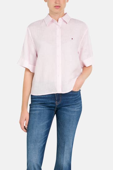TOMMY HILFIGER Leinenbluse hellrosa