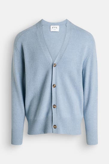 FTC Kaschmirmix-Cardigan hellblau