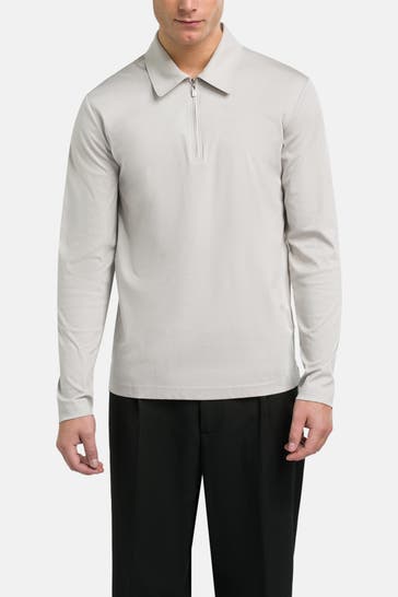 TIGER OF SWEDEN Langarm-Polo 'Laron' greige
