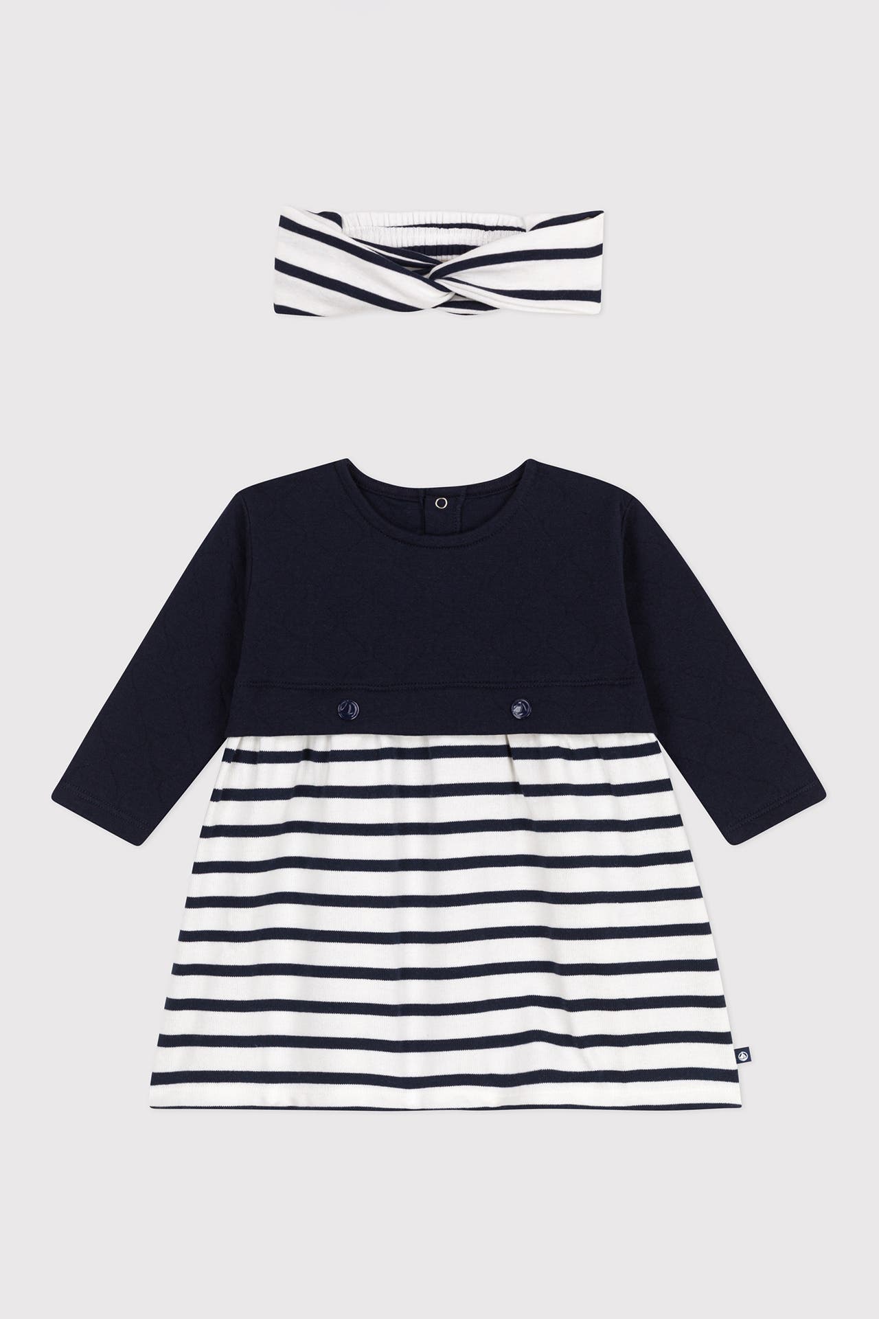 PETIT BATEAU Set: Kleid und Haarband zweifarbig, Bild 1